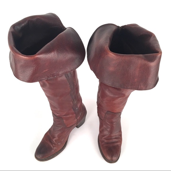 FRYE Taylor Over the Knee Dark Brown Leather Boots - Picture 2 of 8